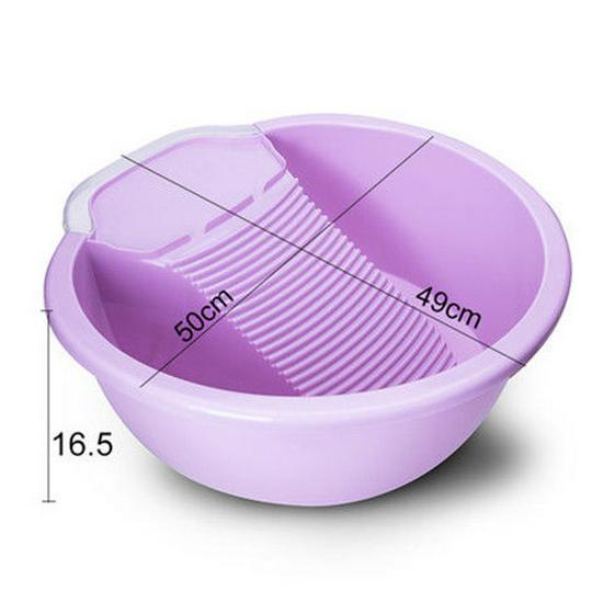 Thickened Plastic Washbasin with Washboard for Laundry and Baby Clothes