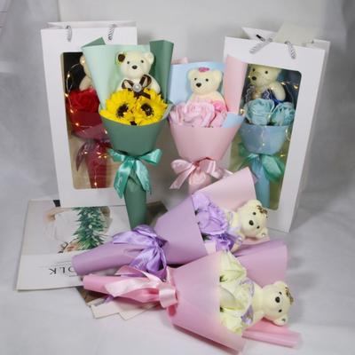 Sunflower Bear Bouquet Bouquet Decoration Rose Cartoon Lovely Bear Teacher's Day Birthday Party Animal Bouquet
