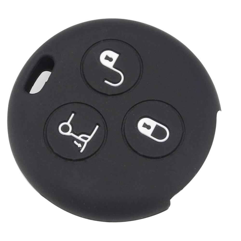 Jingyuqin Silikon Fjernkontroll Bilnøkkel Deksel Etui For Benz Smart City Fortwo Roadster 3 Knappers Nøkkelholder