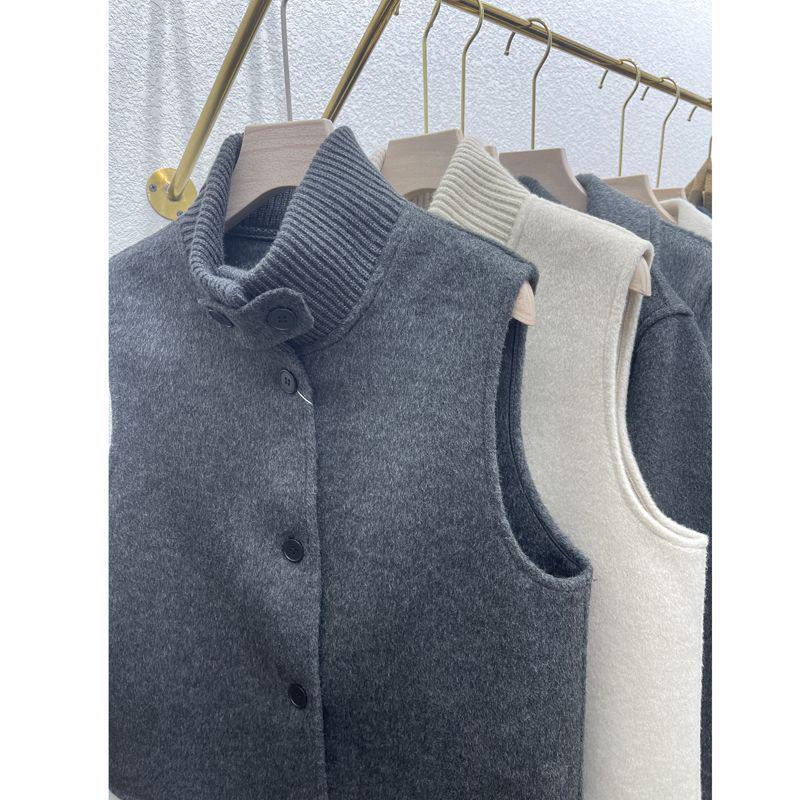 

W0T Winter Korean Style Wool Stand Collar Double-Sided Commuting Vest L [Recommended 90-130 lbs]