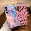 Pink Leopard Print Phone Case For Samsung A56 A16 A26 A36 A37 A57 A17 A11 A12 Transparent Artistic Colorful Marble Clear Cover