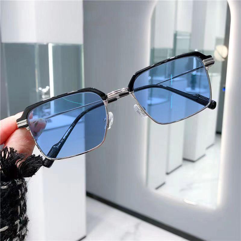 Anti-Blue Light Discoloration Myopia Glasses Boys And Students Big Face Square Glasses Frame Flat Glasses Women'S Trend Frame Hair