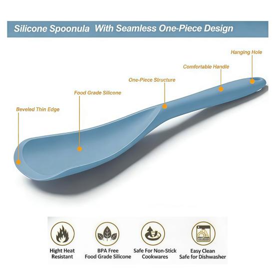 Heat-Resistant Silicone Spatula Seamless Non-Stick Shovel Scratch-Free Kitchen Utensil for Frying Serving Ice Scooping