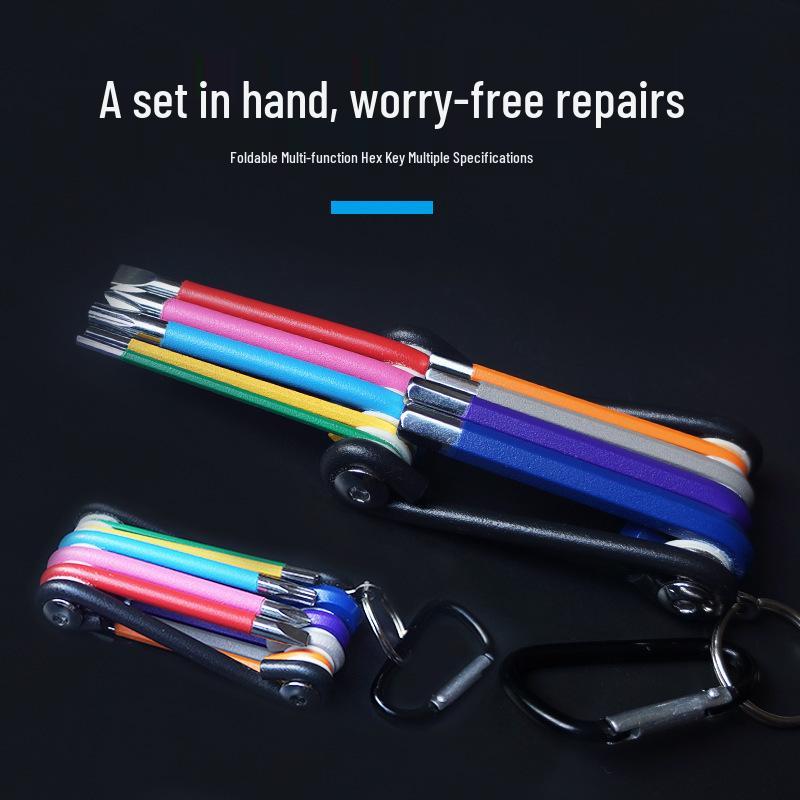 Multi-Functional Colored Hex Wrench Set with Ball Head, High Hardness, and 6-Point Flower Type Design.