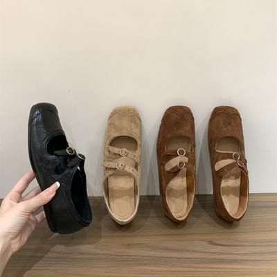 Soft-soled Version~ Flat-soled Retro Suede Mary Jane Single Shoes Women's Shoes 2025 New Spring and Autumn Ballet Evening Shoes