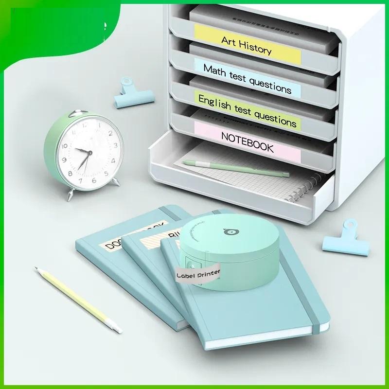 Mini imprimantă termică de etichete fără cerneală Mașină de făcut etichete Bluetooth fără fir pentru imprimarea etichetelor telefonului mobil + 2 role de hârtie