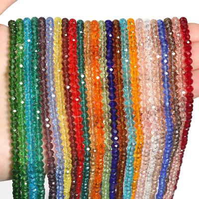 Perline di cristallo di forma ovale sfaccettata trasparente multicolore Perline distanziatrici sciolte in vetro per accessori per la creazione di gioielli fai da te 15 "