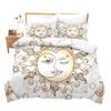 Duvet Cover Set Golden Sun and Moon Boho Mysterious Color Home Decor Bedding Set Adults Gifts with Zipper Decorative Quilt Cover