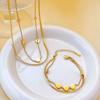 HL High-quality Stainless Steel 18K Gold Plated Zircon Trendy Heart Chain & Link Bracelet-Women's Jewelry