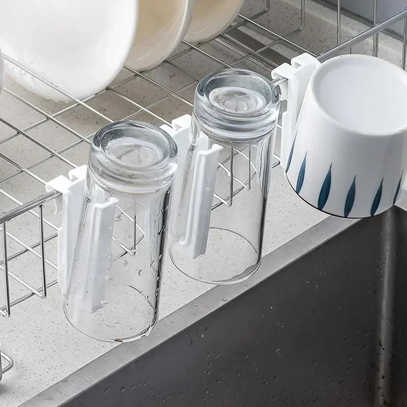 Mini Hanging Cup Rack Wall Mounted Storage Shelf with Drainage for Kitchen Living Room Drying Clothes Organizer Space Saver