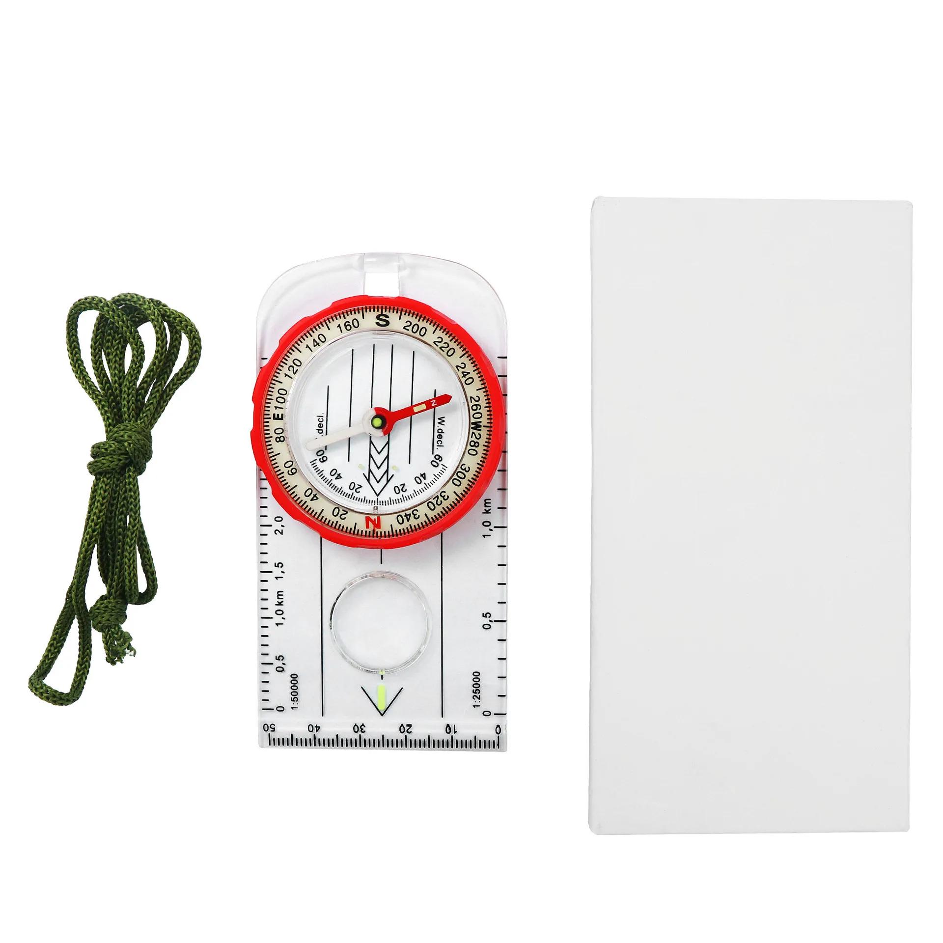 

Orienteering Compass Lanyard Waterproof 360-degree Rotating Dial Luminous Display Magnifying Glass Map Scale Camping Compass