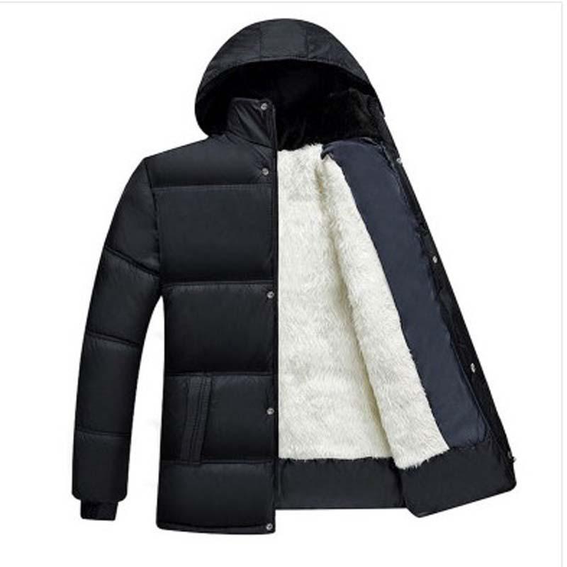 Men's Fashionable Thickened Cotton Jacket Winter Coat Hooded Zipper Closure Casual Wearable for Middle-aged and Elderly