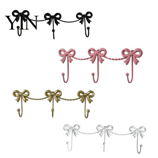 Retro Bedroom Wall Hook Iron Art Bow Triple Hook, Mounted Decorative Hanger, French Hanger Style Gold Metal Organizer for Entryway Bathroom And Three