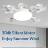 E27 Fassung Deckenventilator mit Licht 60W LED Beleuchtung Kleiner Deckenventilator Haushalt Wohnzimmer 4-Motor Ventilator mit Licht