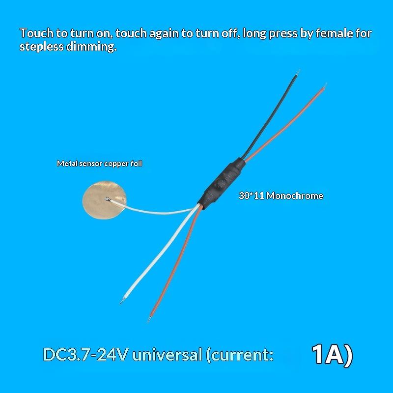 

1Set DC3.7-24V Dimmer Switch Metal Copper Touch Switch For Metal Base Table Lamp/Aluminum LED Strip Copper Foil Induction Switch