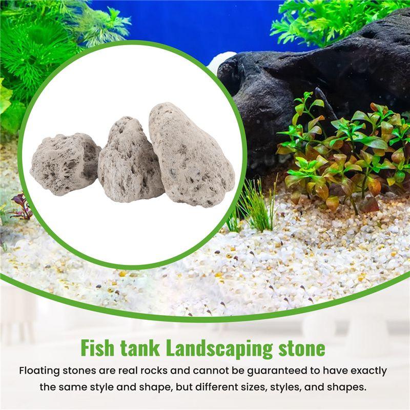 2025 Trend 3Pcs Floating Real Rocks Aquarium Water Plant Fish Tank Aquatic Landscape Models