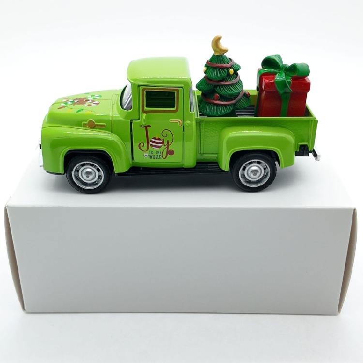 Pull Back Function Green Christmas Vehicle Alloys Crafted Desktop Model For Indoor Seasonal Styling