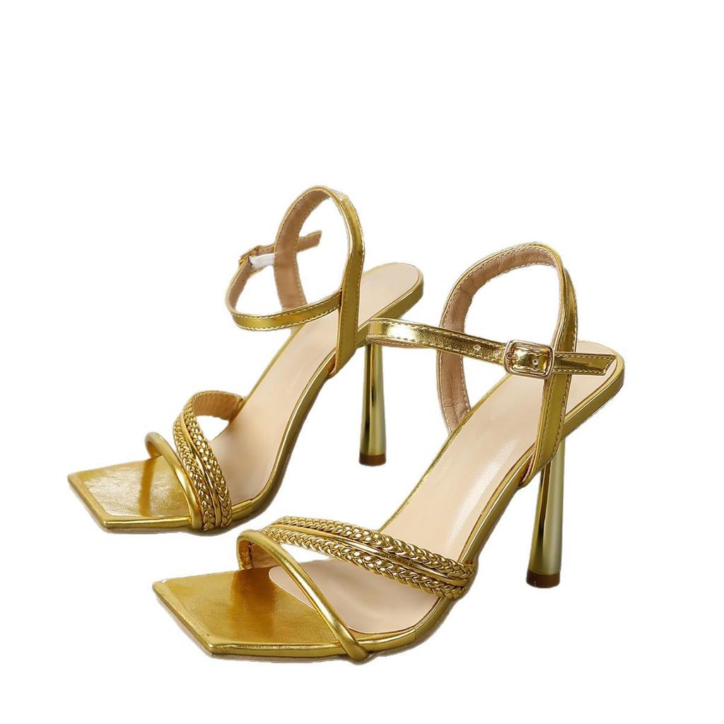 Autumn 2025 Rhinestone Platform Stiletto Sandals with Ankle Strap