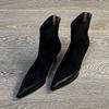2025 Fall/Winter Versatile Pointed Heel Skinny Boots Brown Fashion Suede Stretch Boots Retro High Heel Boots
