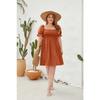 Plus Size Women's Plus Size Solid Color Casual Vacation Travel Square Neck Bubble Sleeve Dresses