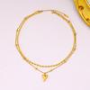 Double Layer Heart Pendant Necklace, 18K Gold Stainless Steel, Vintage Style for Autumn/Winter.