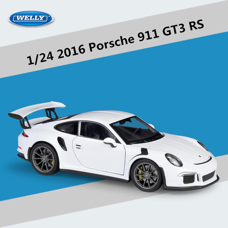 ВЕЛЛИ 1:24 Porsche 911 GT3 RS Металлическая модель спортивного автомобиля Литьевой металл Гоночный автомобиль Модель Коллекция Игрушка для детей Подарок белый