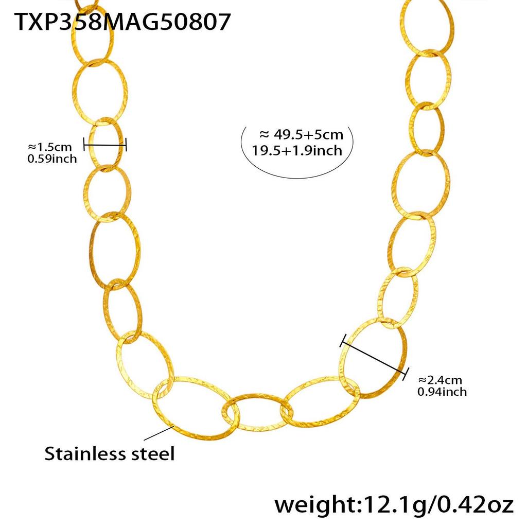 Handmade Hammered Stainless Steel Jewelry Set: Ferris Wheel Circle Necklace, Bracelet & Earrings with Real Gold Plating