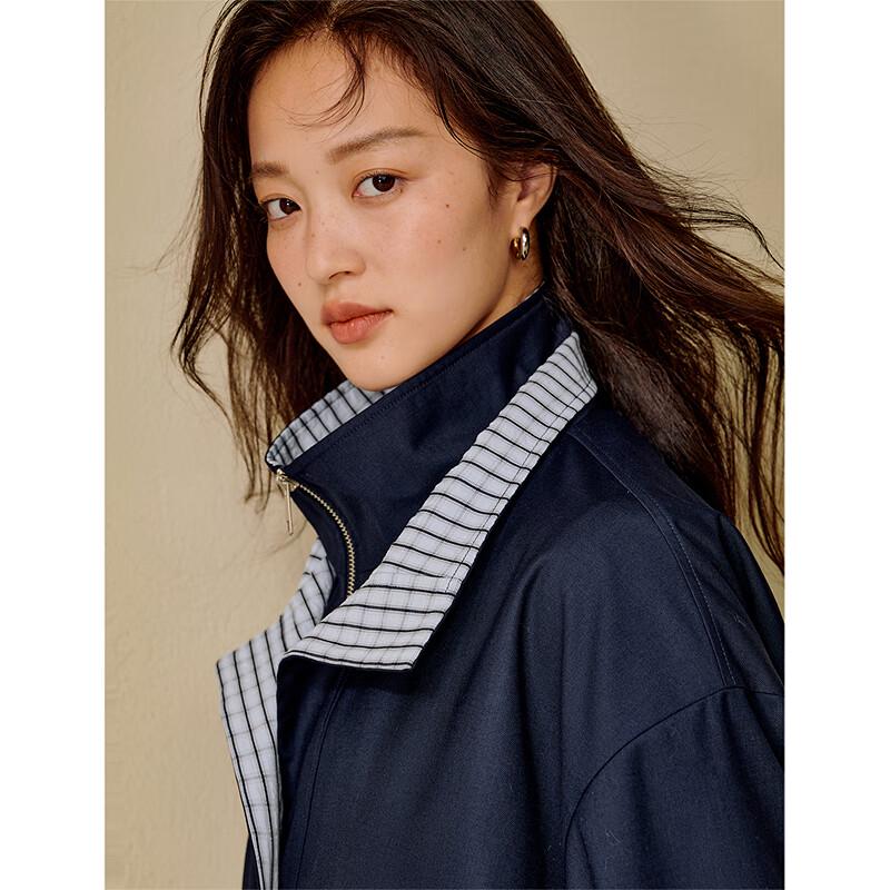 INMAN Women's Colorblock Plaid Faux Two-Piece Jacket