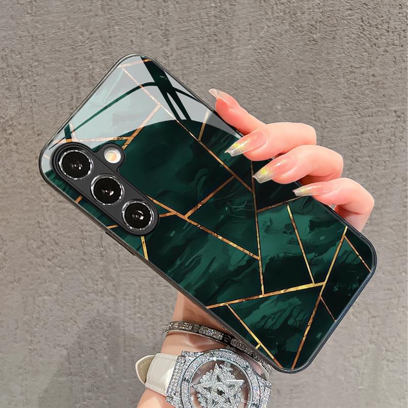 Coque de téléphone en verre motif marbre vert pour Samsung pour galaxy S26 S25 S24 S23 S22 S21 S20 FE Ultra Plus 5G coque arrière anti-chute