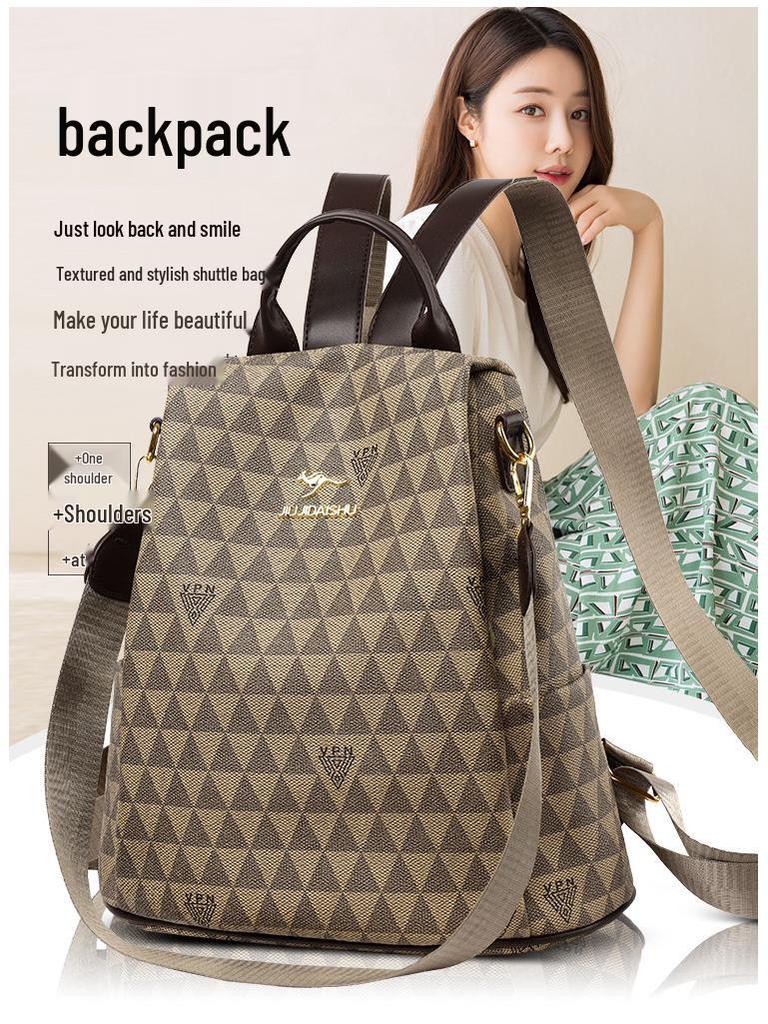 Versatile Floral Retro Backpack-Handbag: Multifunctional, Portable, Single/Double Shoulder, Large Capacity, Casual & Fashionable.
