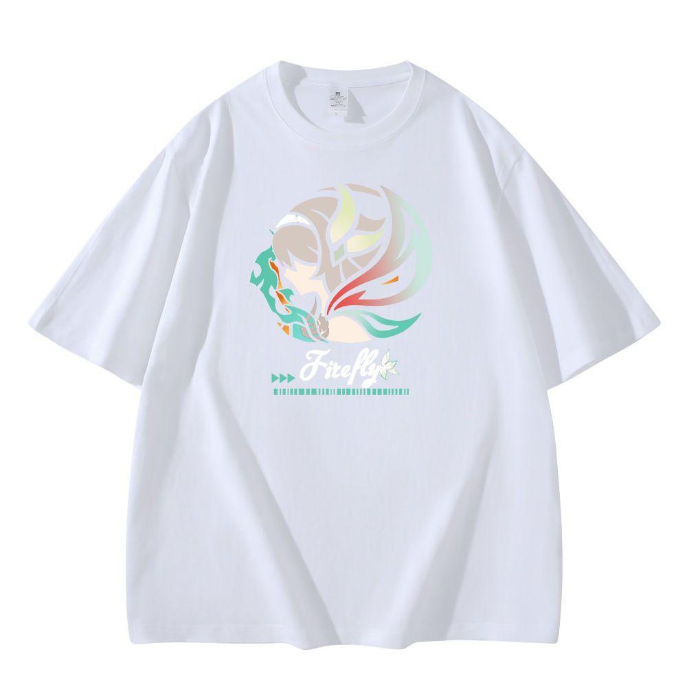 New Anime Honkai Star Rail Firefly Cosplay Printed Short Sleeve TShirt Casual Tee Fashion Vintage Shirts Versatile In Summer