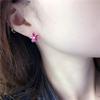 585 Purple Gold Plated 14K Rose Gold Inlaid Flower Ruby Earrings for Women Classic Glamour Luxury Engagement Dinner Jewelry