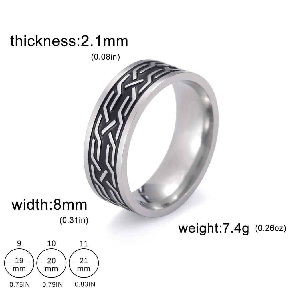 Stainless Steel Ring for Men Women 8MM Wide Geometric Casual Finger Rings Jewelry Wedding Gift for Lover