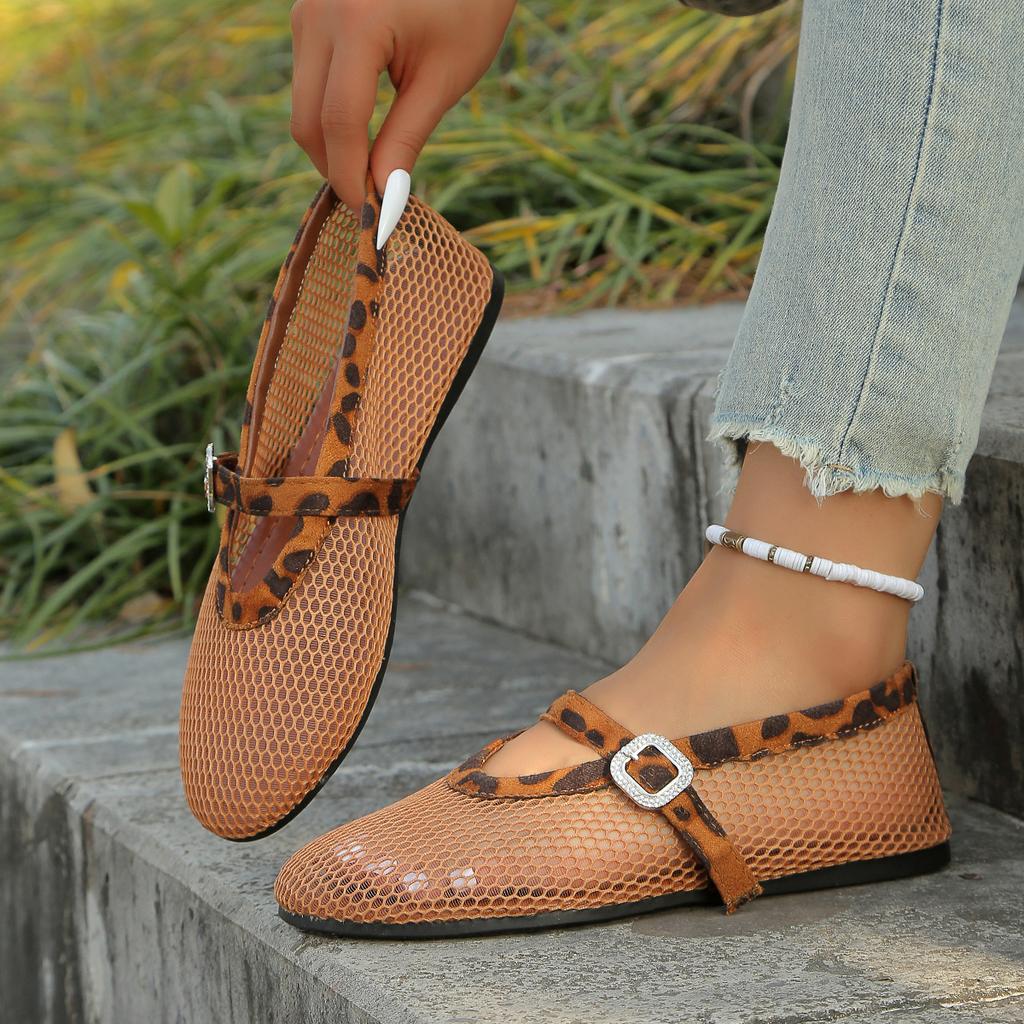 Fashion Women Breathable Sandals Summer Fishnet Ballet Flat Sandals Woman Chic Brand Designer Hollow Out Lace Mary Jane Shoes Ladies