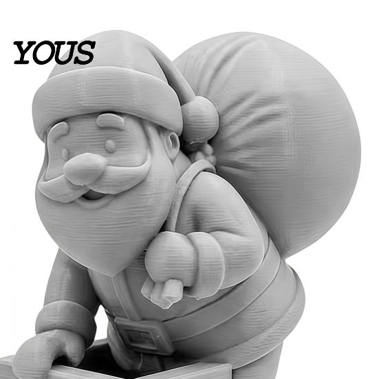 Sturdy PLA Santa Figurine for Collectors 3D Printed Climbing Figurine, Christmas Cute Claus Ornament DIY Craft Holiday with Gift Bag Home Office