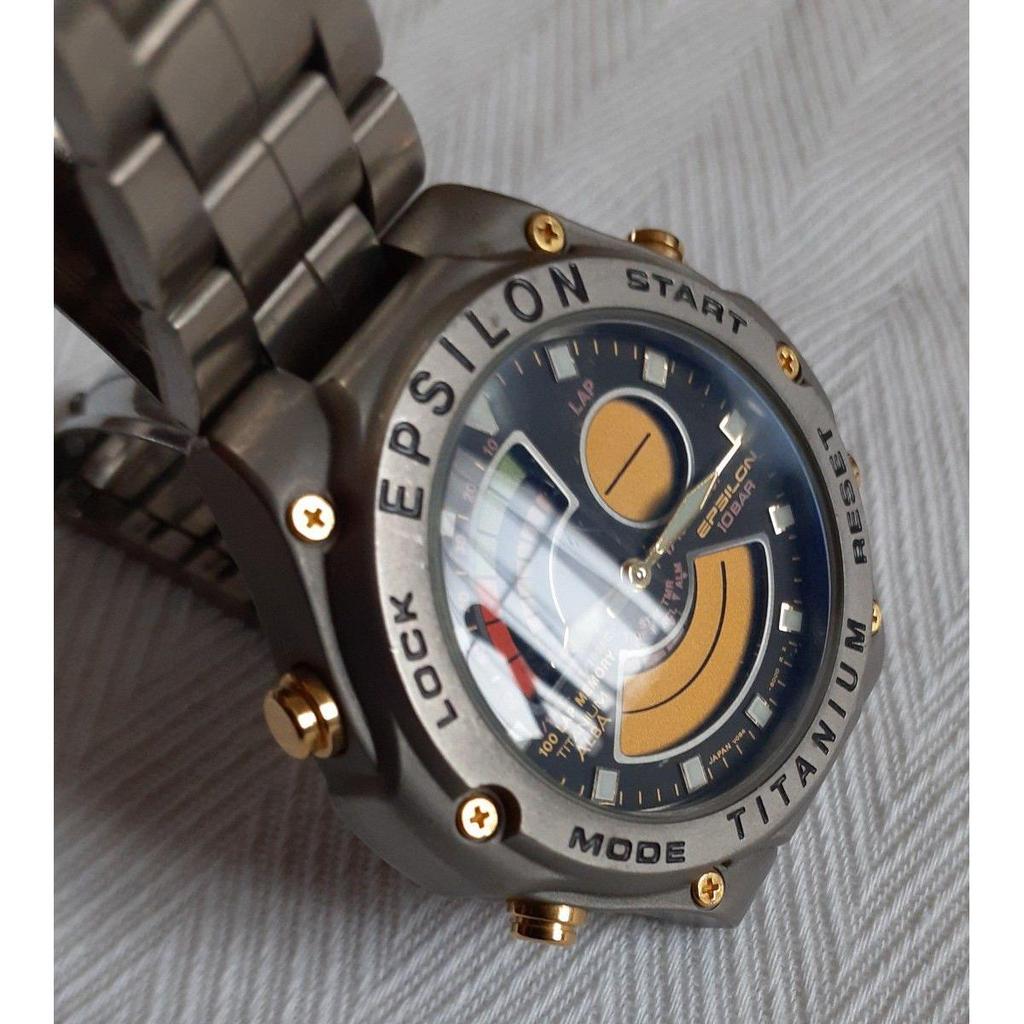 Used SEIKO ALBA EPSILON V084-8000 Box Included Genuine Belt Epsilon Titanium