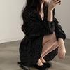 Polka Dot V-neck Long-sleeved Dress, Women's One-piece Belt, Spring and Autumn Suit, Small Short Skirt