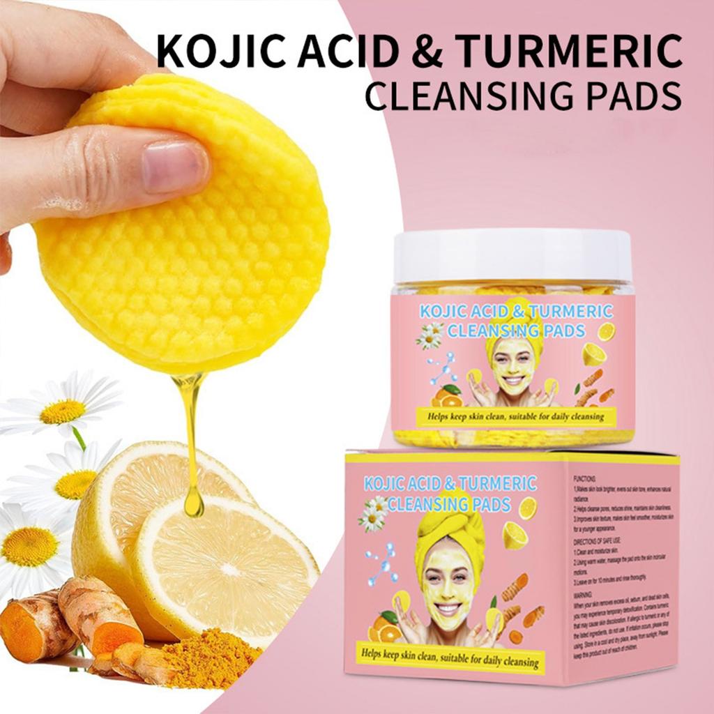 Brightening Cleansing Pads, Kojic Cleansing Pads Helps Balance Skin Oil And Water Hydrating  Remove Excess Keratin From The Body'S Skin 50pads 10ml