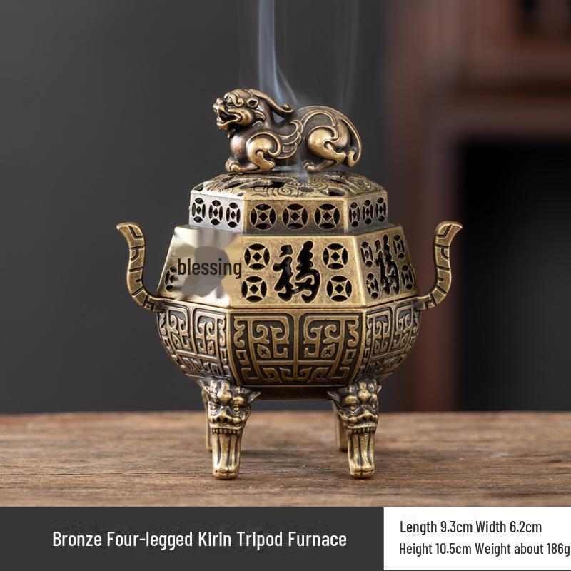 Vertical Baifu Hollow Creative Alloy Incense Burner - Office Decor