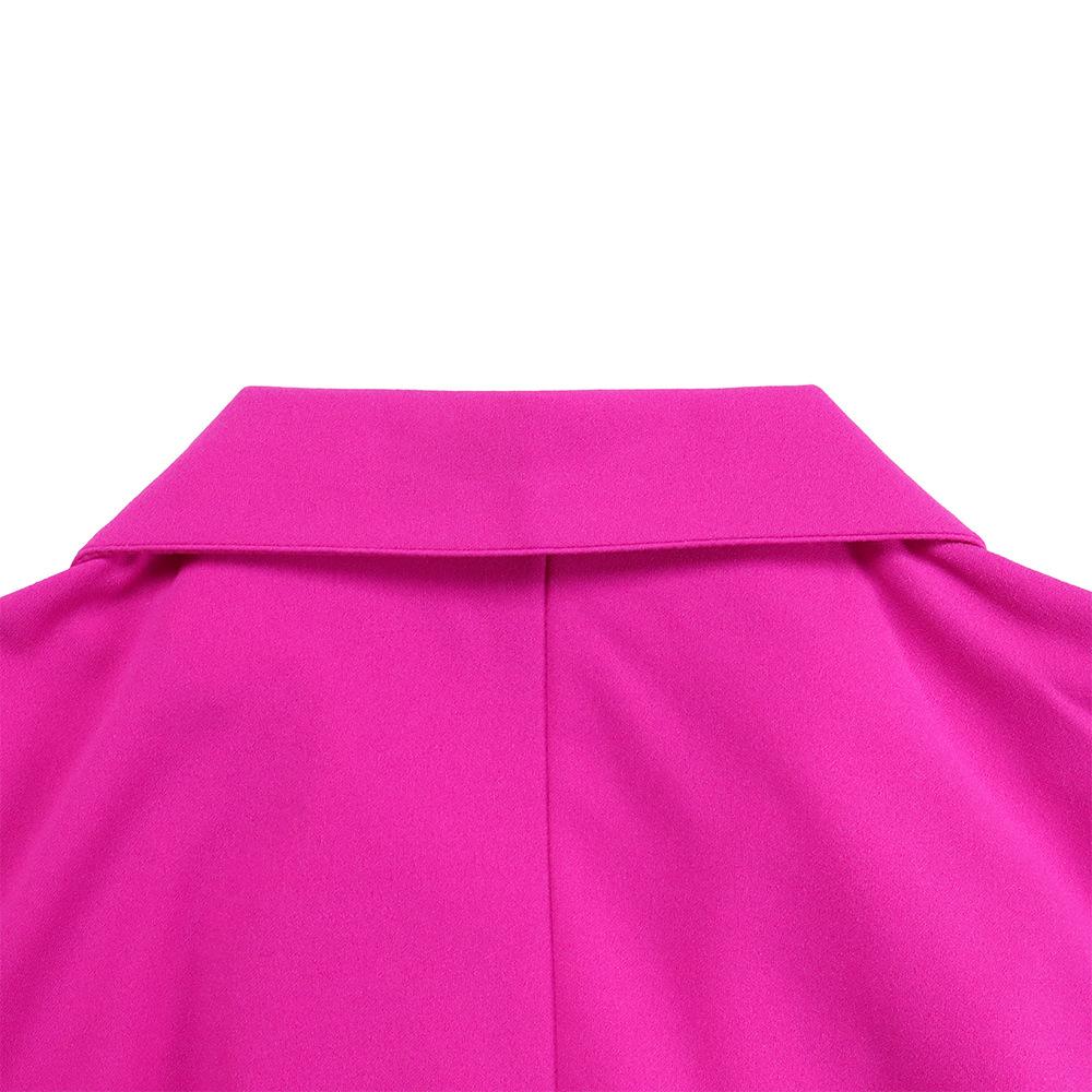 YYFS Women's Fashion Summer Spring Solid Color Print 3/4 Sleeves POLO Neck High Waist Casual Dresses