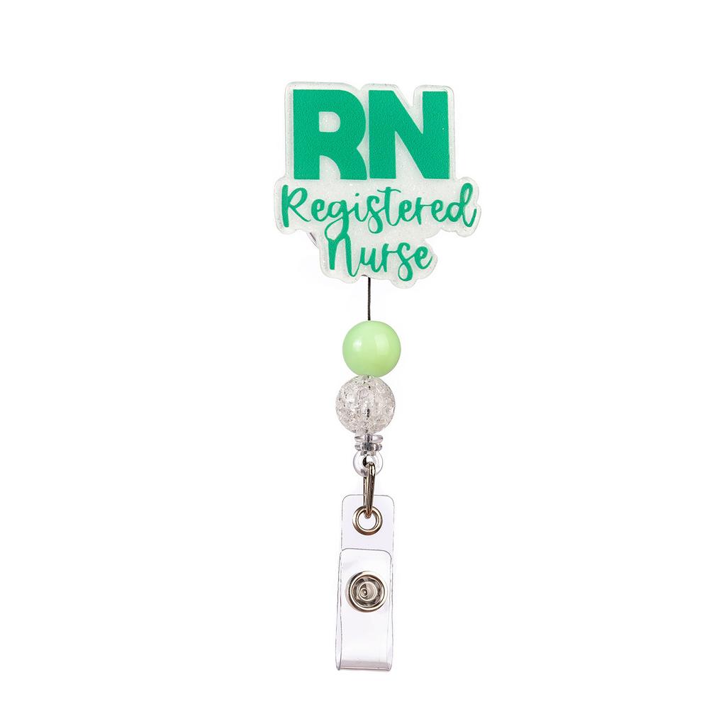 Badge Holder Glitter Beaded Badge Reel Alligator Clip Id Holder Acrylic Name Tag Clip For Office School Student