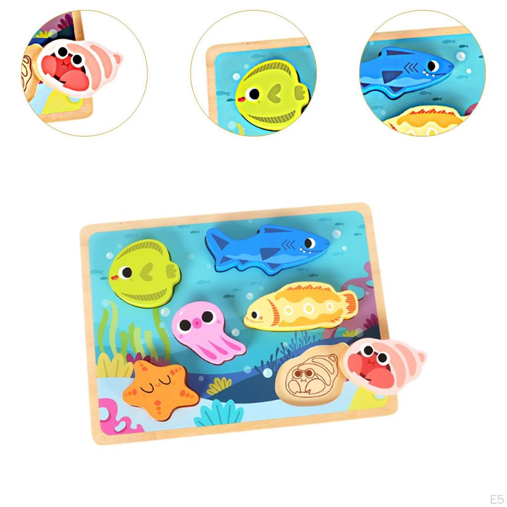 Wooden Jigsaws Puzzle Early Learning Toy Sturdy Developmental Montessori Toys for Baby 1 2 3 Year