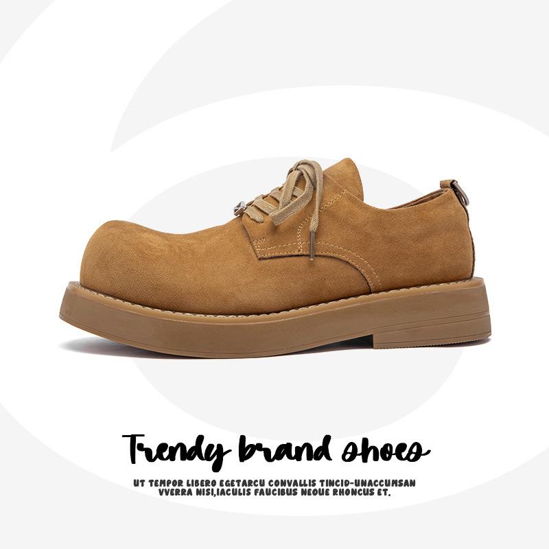 Big head Derby shoes men's shoes heightened low-top tooling shoes platform-soled retro casual leather shoes men