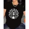 Women's Medusa Print Short Sleeve T-Shirt, Polyester, Lightweight Comfort Casual Top For Home Daily Outdoor