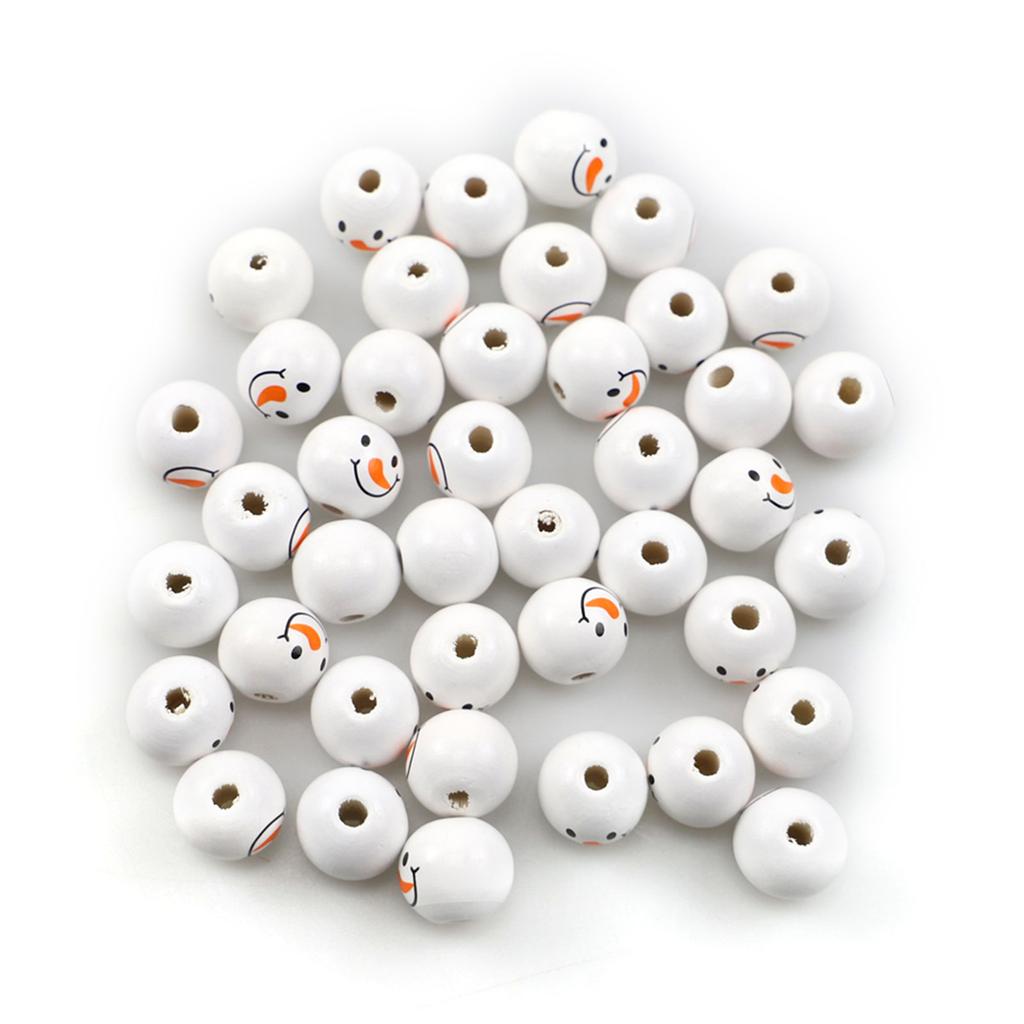 50 Pieces Snowman Wooden Buttons for DIY Craft Garland Decoration Wooden Beads Garland Making Winter Christmas Party