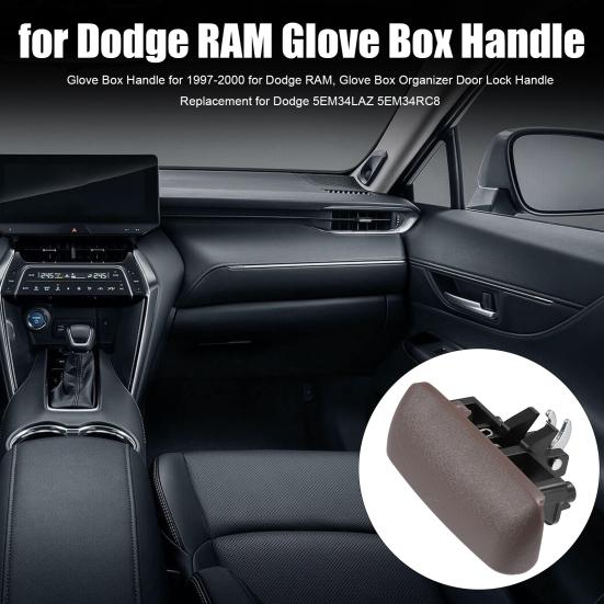 Glove Box Handle for 1997-2000 for Dodge RAM, Glove Box Organizer Door Lock Handle Replacement for Dodge 5EM34LAZ 5EM34RC8