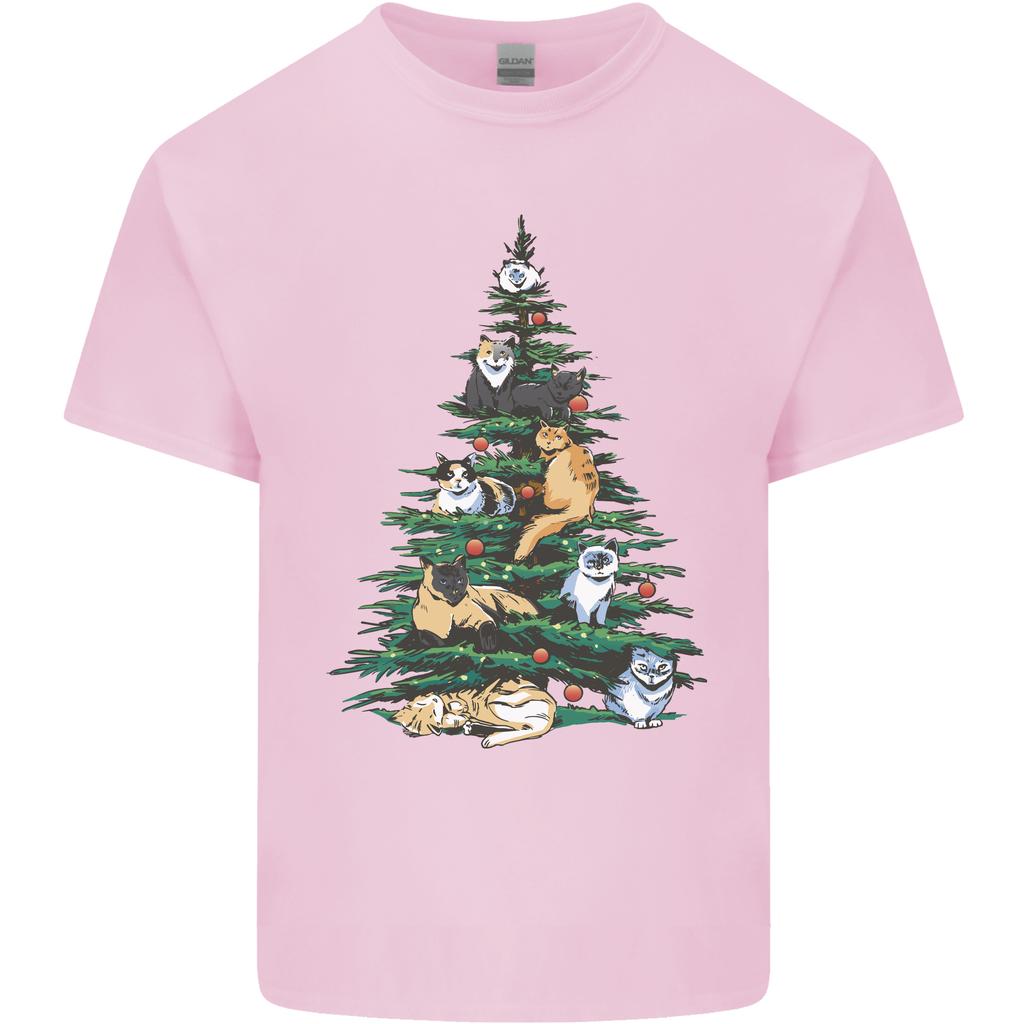 Cat Christmas Tree Unisexs Light Cotton TShirt