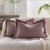 Federa Cuscino Decorativa a Forma di Luna Crescente in Velluto Monocolore con Bordi Arricciati – Custodia per Cuscino Decorativo