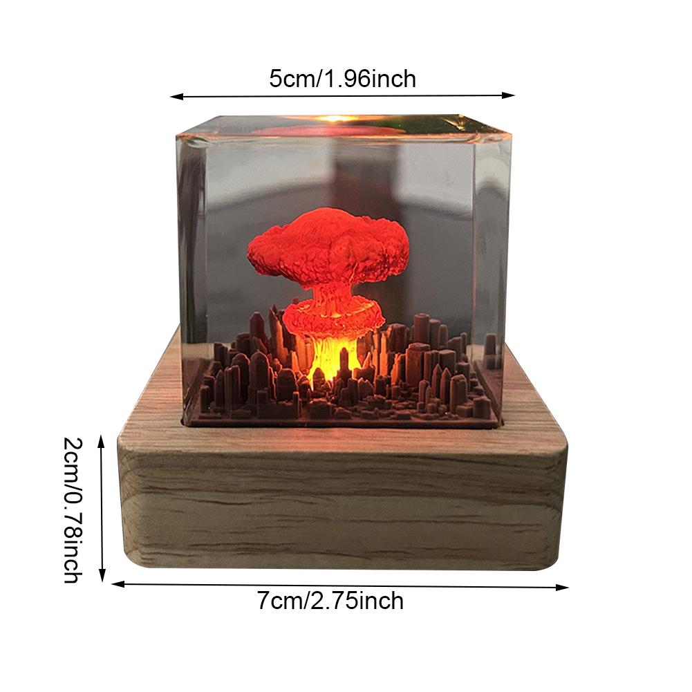 Nuclear Explosion Mushroom Cloud Lamp Resin Nuclear Explosion 3D Night Light USB Charging for Home Living Room Decor