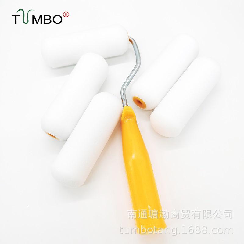 High-Density 4-Inch Double Round Oily Sponge Roller Brush for Smooth, Streak-Free Wall Touch-Ups. 2 sponges + 1 handle
